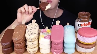 ASMR MAGNUM CHOCOLATE ICE CREAM PARTY NUTELLA TWIX DESSERT MUKBANG 먹방 チョコレートアイスクリーム 咀嚼音EATING SOUNDS