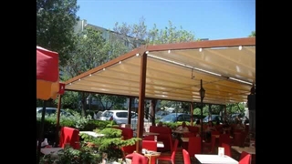 سقف برقی تراس کافه- سایبان جمعشو کافی شاپ- سقف بازشو فست فود-سایبان کنترلی تالار