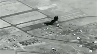 فیلم کامل بمباران پایگاه آمریکایی عین الاسد توسط ایران از دید پهبادهای آمریکا