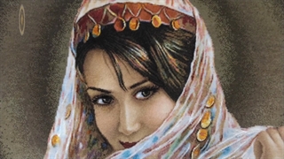 تابلوفرش دستباف دختر ترک _ تابلوفرش ابری سردرود