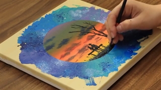 نقاشی زن و شوهر در یک فضای دور