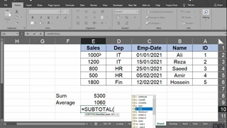 Excel-SubTotal Function