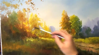 منظره پاییز - رنگ روغن-  Autumn Landscape Oil Painting. How to Paint