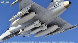 تصویری از خلبان ارتش ایران در حال بازدید از دو جنگنده سوئدی ساب  ۳۹ و  ساب ۳۷ در سوئد