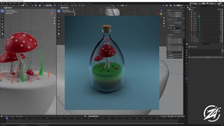 آموزش رایگان ساخت صحنه قارچ در بطری با Blender