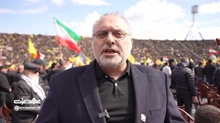 سخنان حاج افشین علا در حاشیه مراسم تشییع شهید سید حسن نصرالله - بیروت