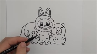 نحوه نقاشی لابوبو از کارتون هیولاها، کاپیبارا و سینامورول | یادگیری نقاشی گام به گام